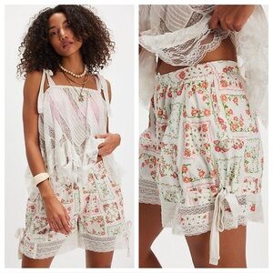 Free People Blooming Lace Patchwork Floral Shorts